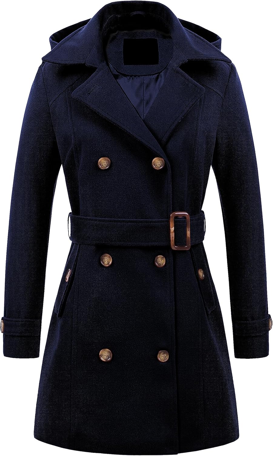 Special Chrisuno Women's Double Breasted Pea Coat, High-Quality Hooded Trench Co...