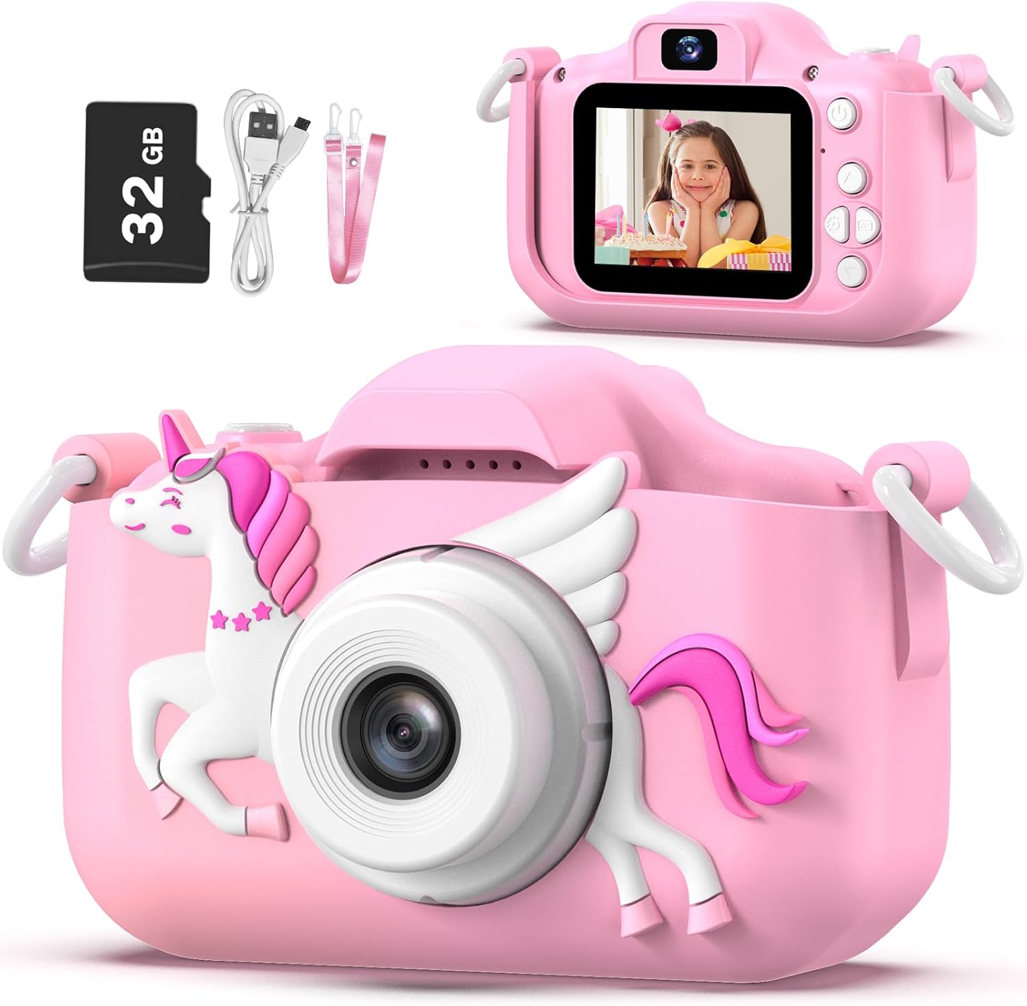 Kids Camera for Girls, Kids Selfie Camera 3-12 Years Old Girls Christmas Birthda...