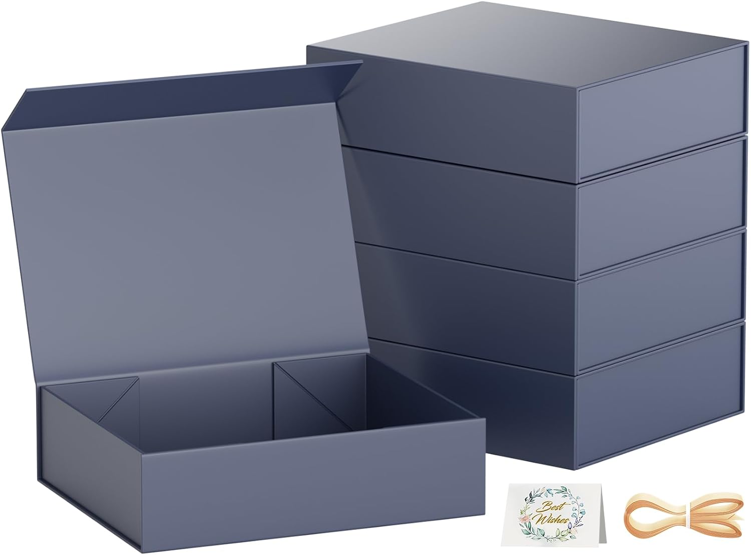 Gift Boxes with Lids, 11.5x7.8x3 In Gentleman Blue Gift Box for Presents Magneti...