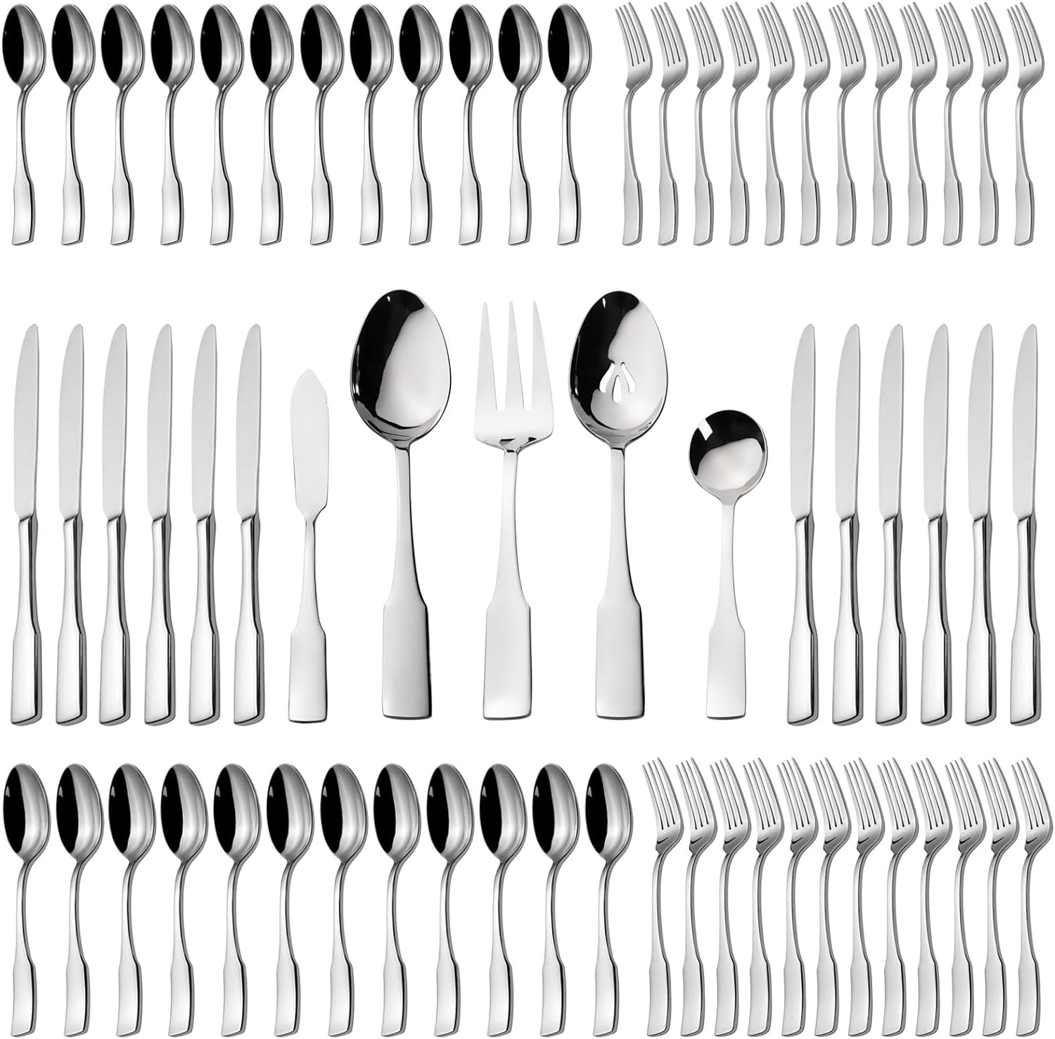 Alata Kate Silverware Set, Special 65-Piece Flatware Set with Utensil-Serving Se...