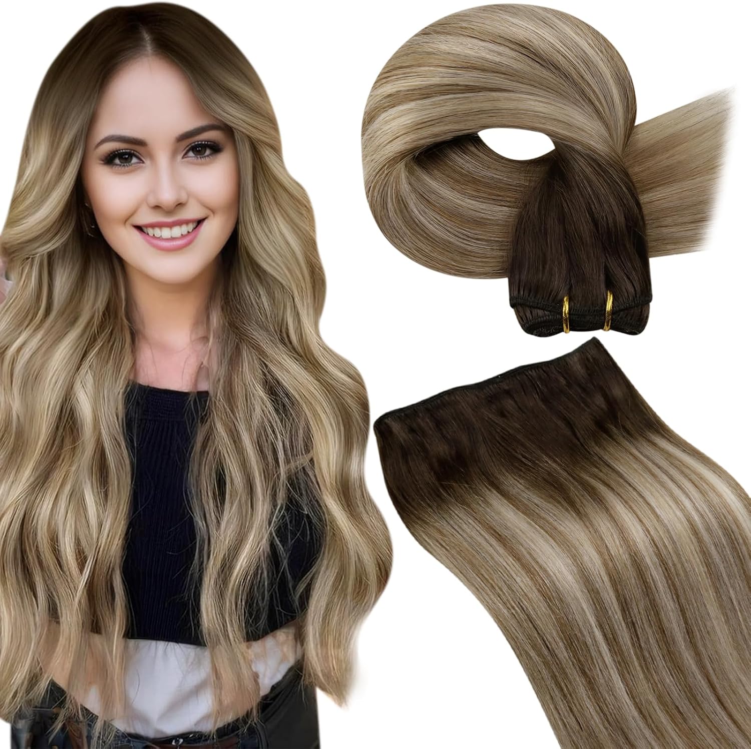 LaaVoo Weft Hair Extensions, High-Quality Human Hair Extensions, Special 20 Inch...