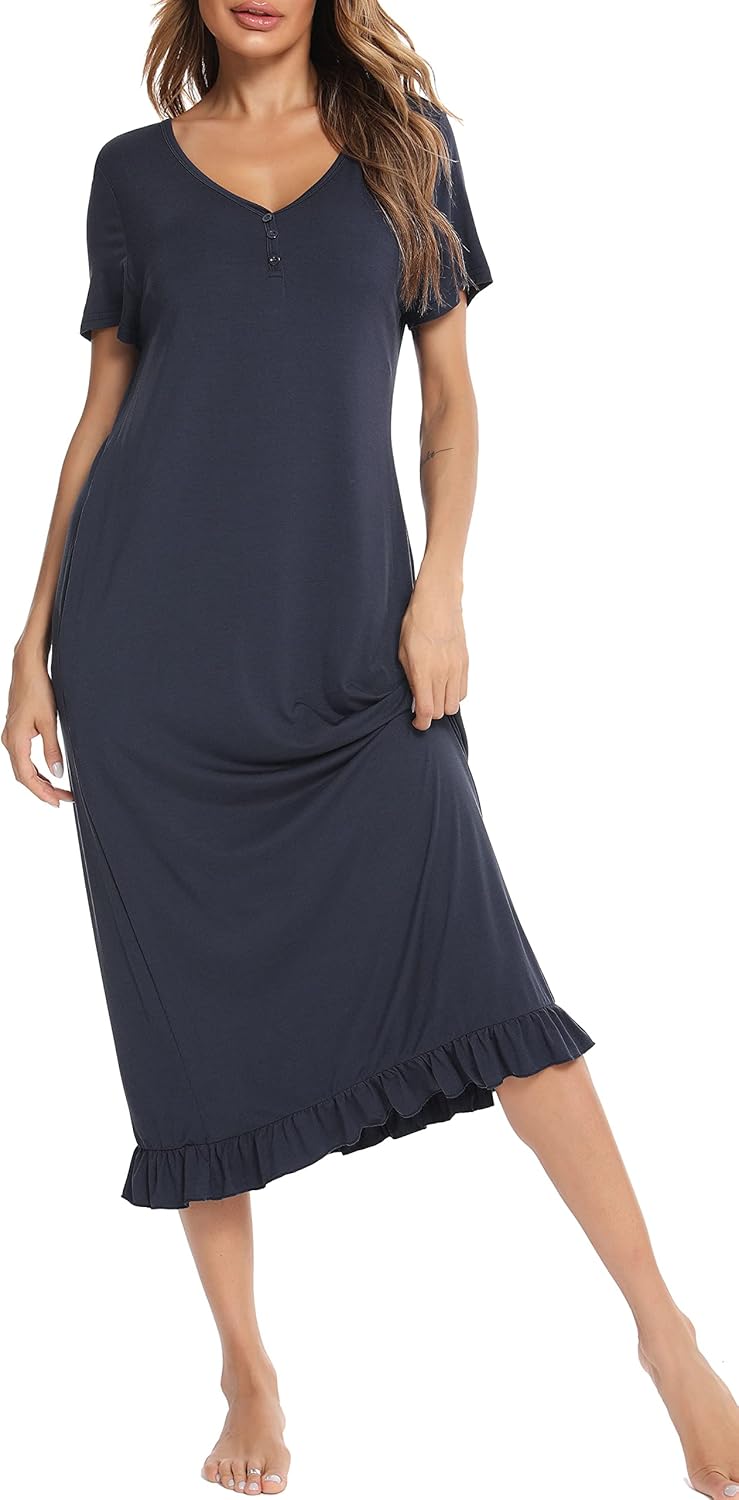 Vlazom Women's Nightdress, Special Ruffle Hem Nightshirts for Women, Innovative...