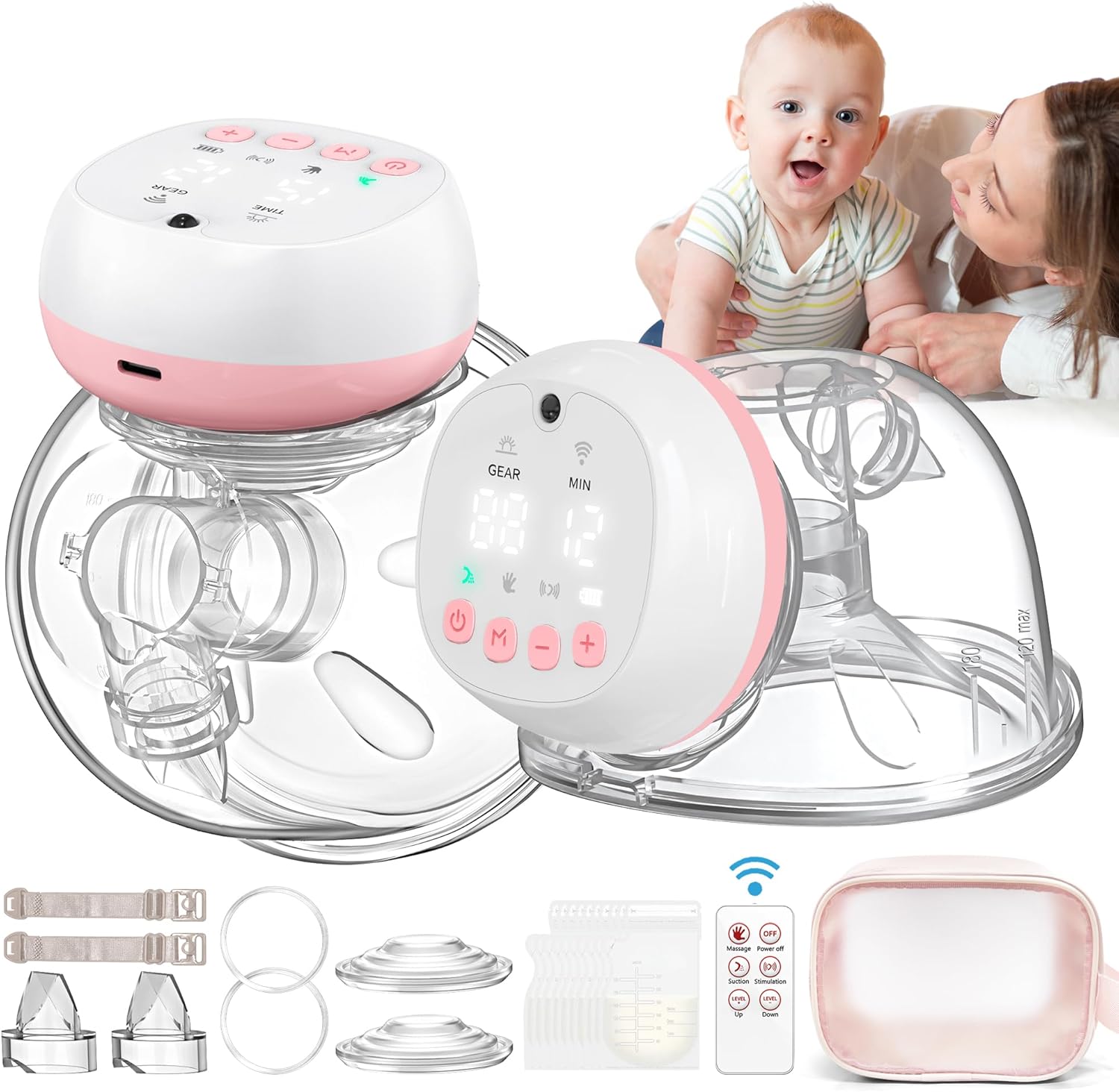 Jheppbay Double Wearable Breast Pumps, Special Electric Breast Pump Handsfree Po...