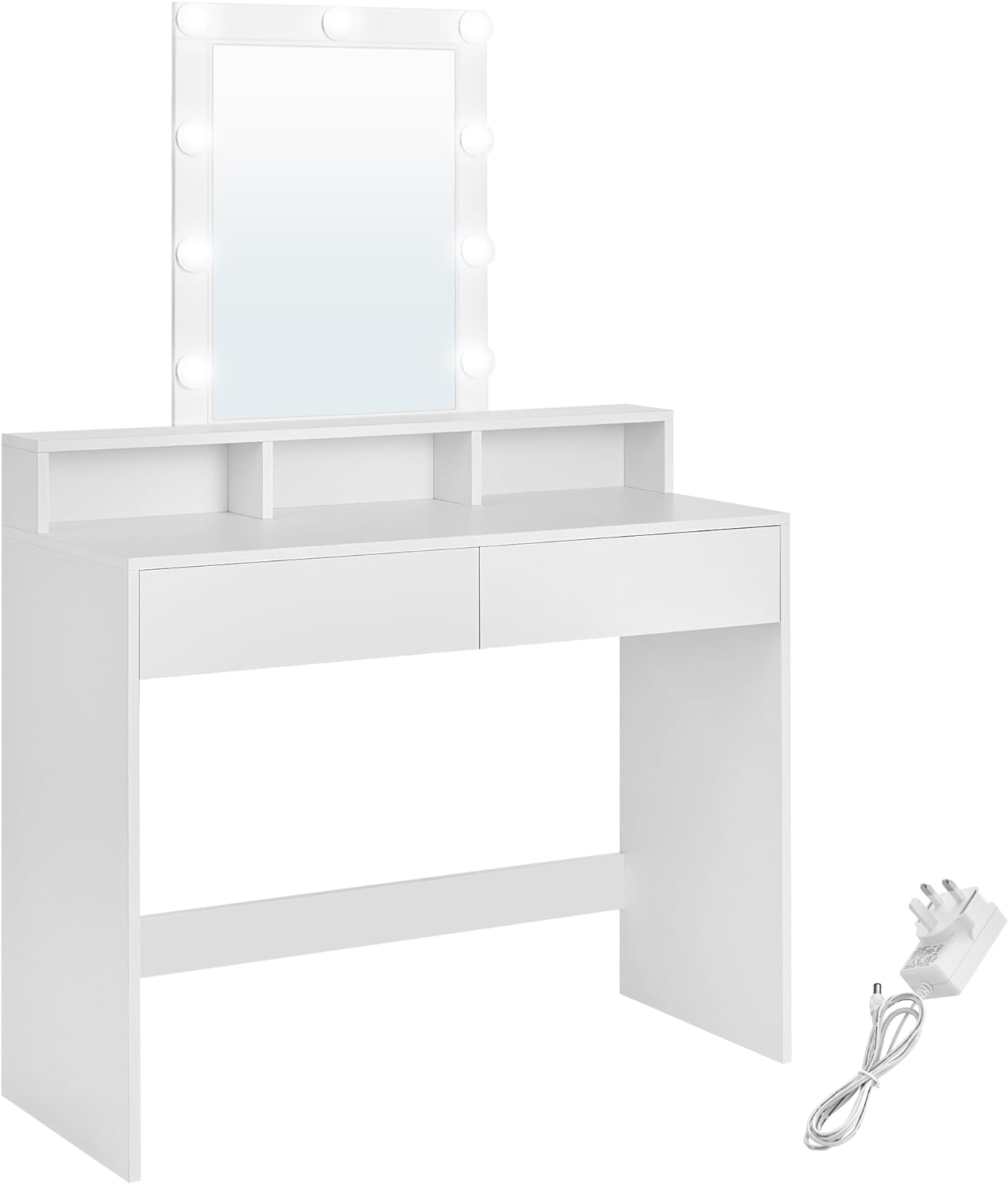 VASAGLE Dressing Table, LED Lights with Adjustable Brightness, Vanity Table with...