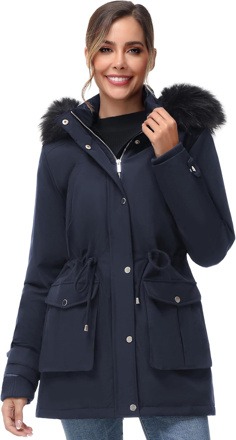 ANOTHER CHOICE Women's Winter Coat Hooded Parka Coat Warm Fleece Lined Winter Co...