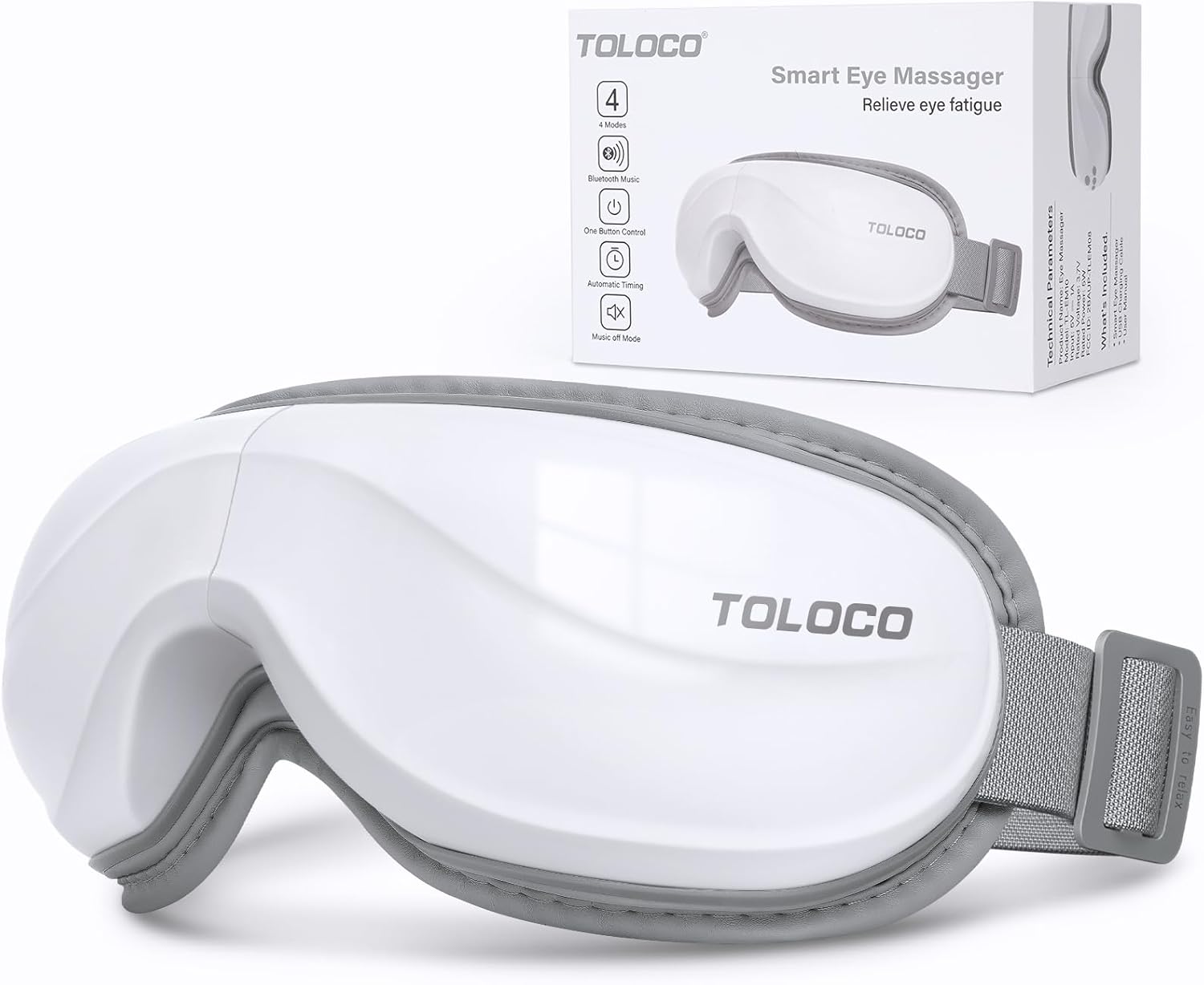 TOLOCO Eye Massager with Heat, Heated Eye Mask with Bluetooth Music for Migraine...