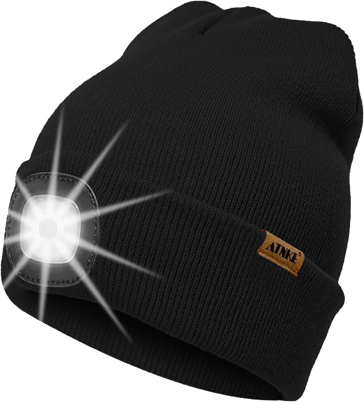 ATNKE LED Lighted Beanie Hat,USB Rechargeable 4 LED Running Headlamp Ultra Brigh...