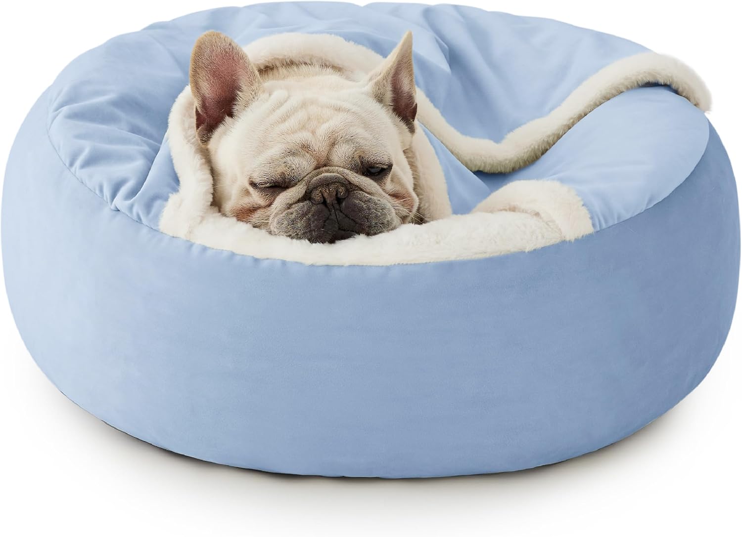 Lesure Medium Dog Bed with Cover Cave - Covered Round Dog Bed for Small and Medi...