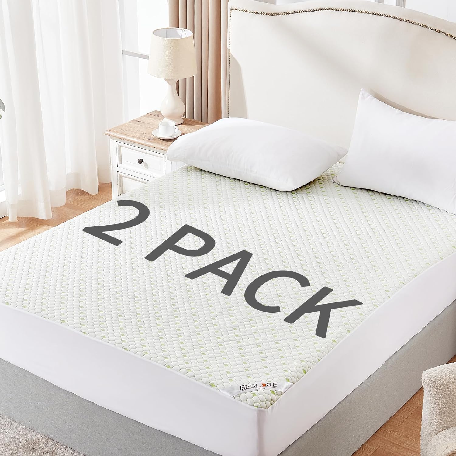 Waterproof Mattress Protector, 2 Pack Twin XL Size Cooling Mattress Pad Fitted 6...