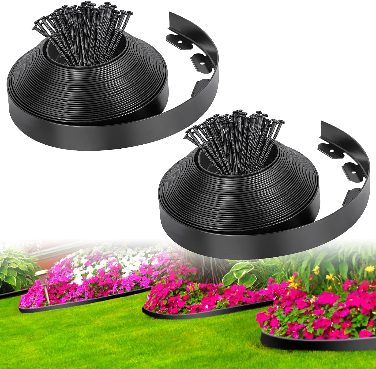 66FT Landscape Edging Border Kit, No Dig Garden Border Edging with 80 Spikes, 1....
