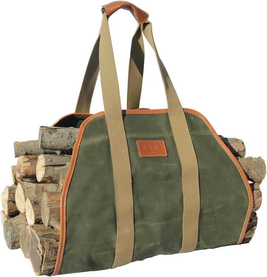 INNO STAGE Firewood Carrier Bag, Special Heavy Duty Waxed Canvas Log Carrier Tot...