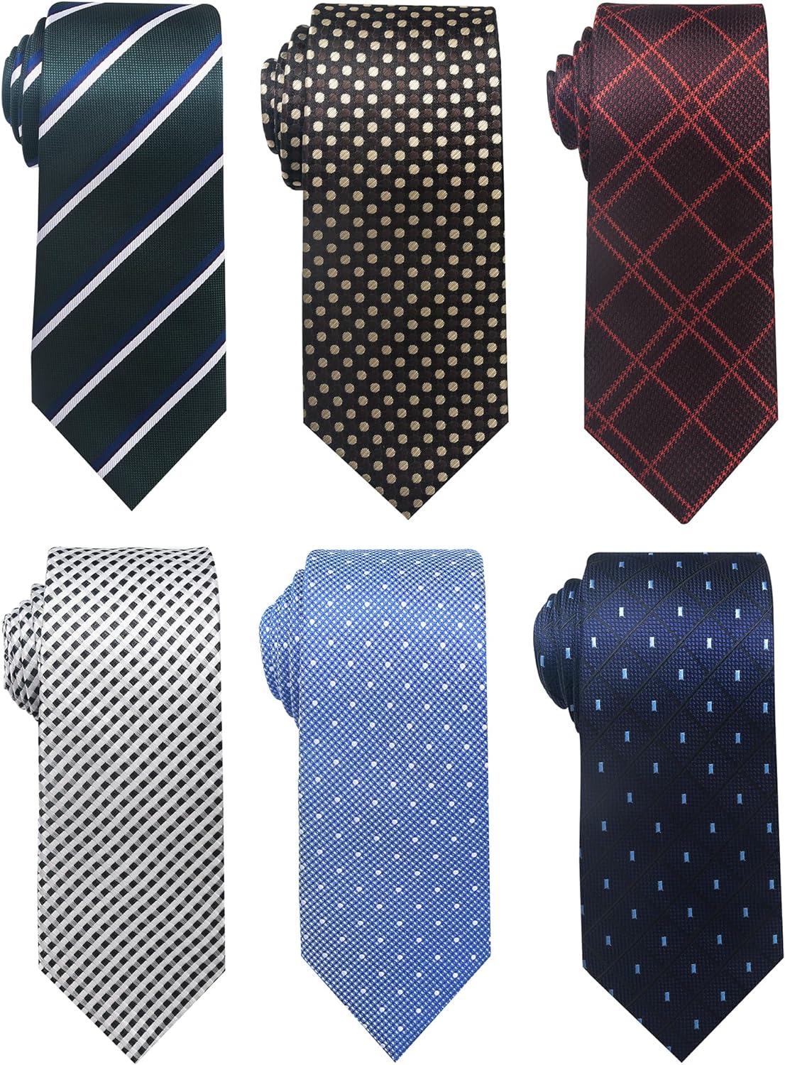 Tie For Men Necktie Woven Jacquard Neck Ties Set 6 PCS White Point,sky Blue,gree...