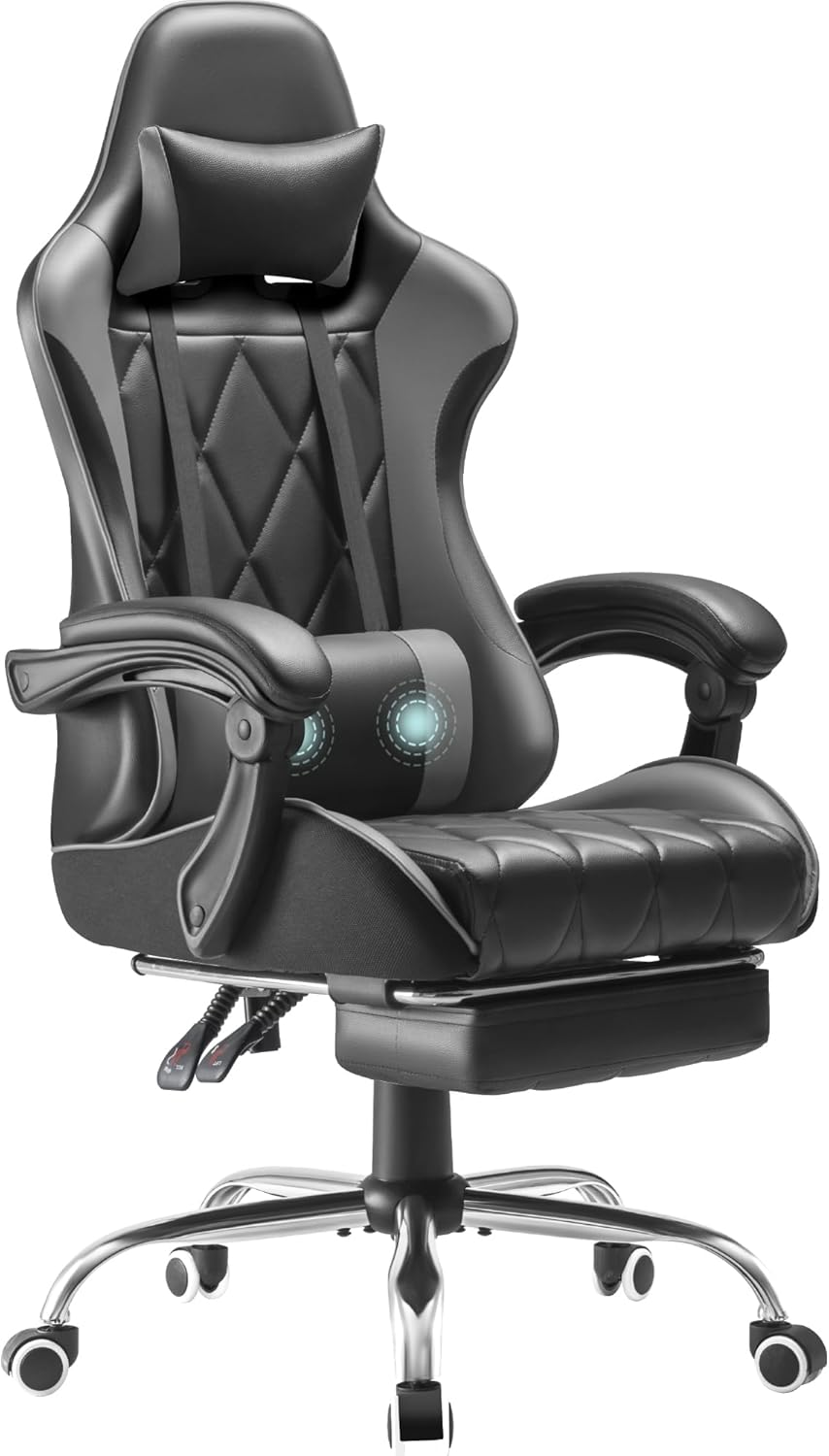 Homall Gaming Chair, Computer Chair with Footrest and Massage Lumbar Support, Er...