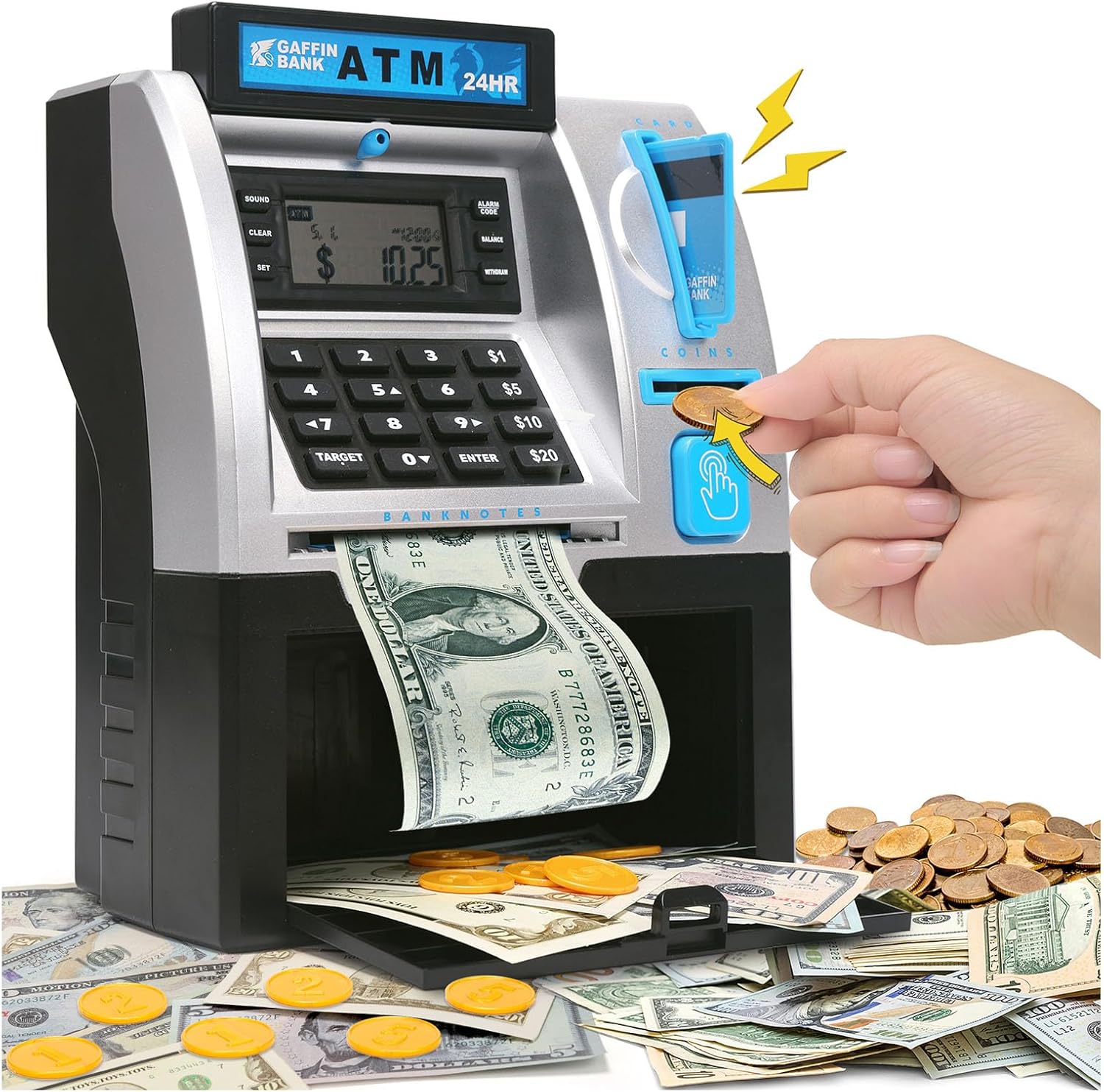 HOLYFUN ATM Piggy Bank for Real Money, Digital Electronic Saving Safe Machine Bo...