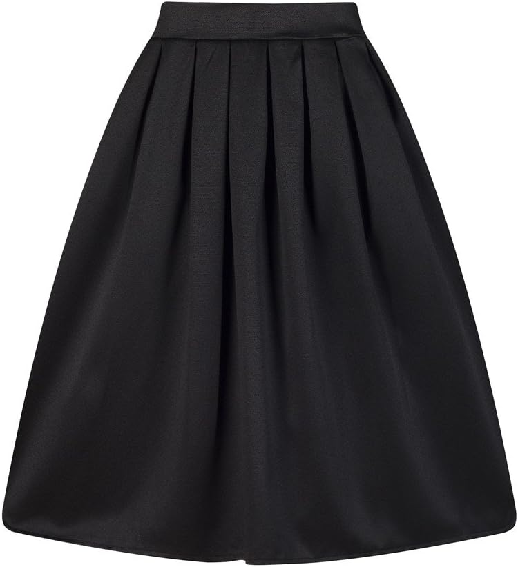 Taydey A-Line Pleated Vintage Skirts for Women Black XX-Large