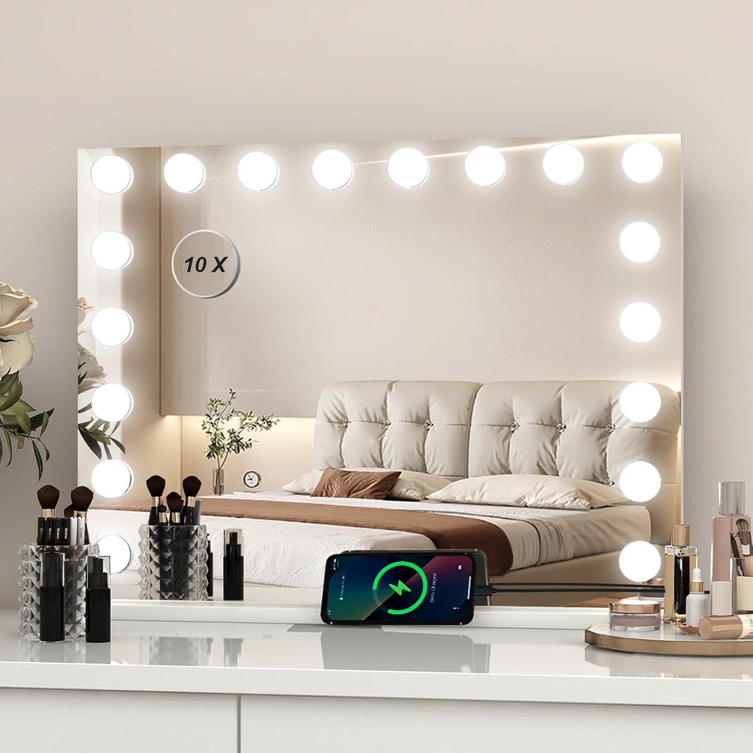eklipt Hollywood Vanity Mirror with Lights, 80×62cm Large Lighted Makeup Mirror...