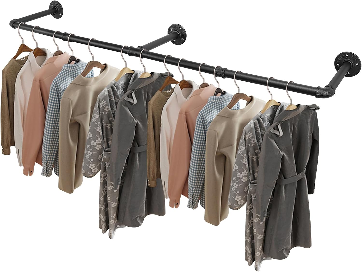 Livabber Industrial Pipe Clothes Rack, Heavy Duty Detachable Iron Garment Rack W...