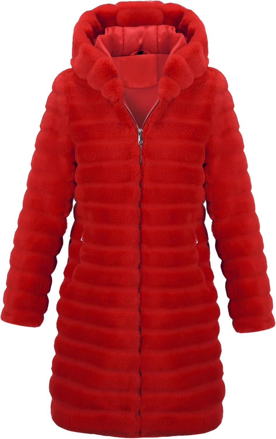 RISISSIDA Women Long Faux Fur Coat, Special Fuzzy Jacket Hooded for Winter Fall,...