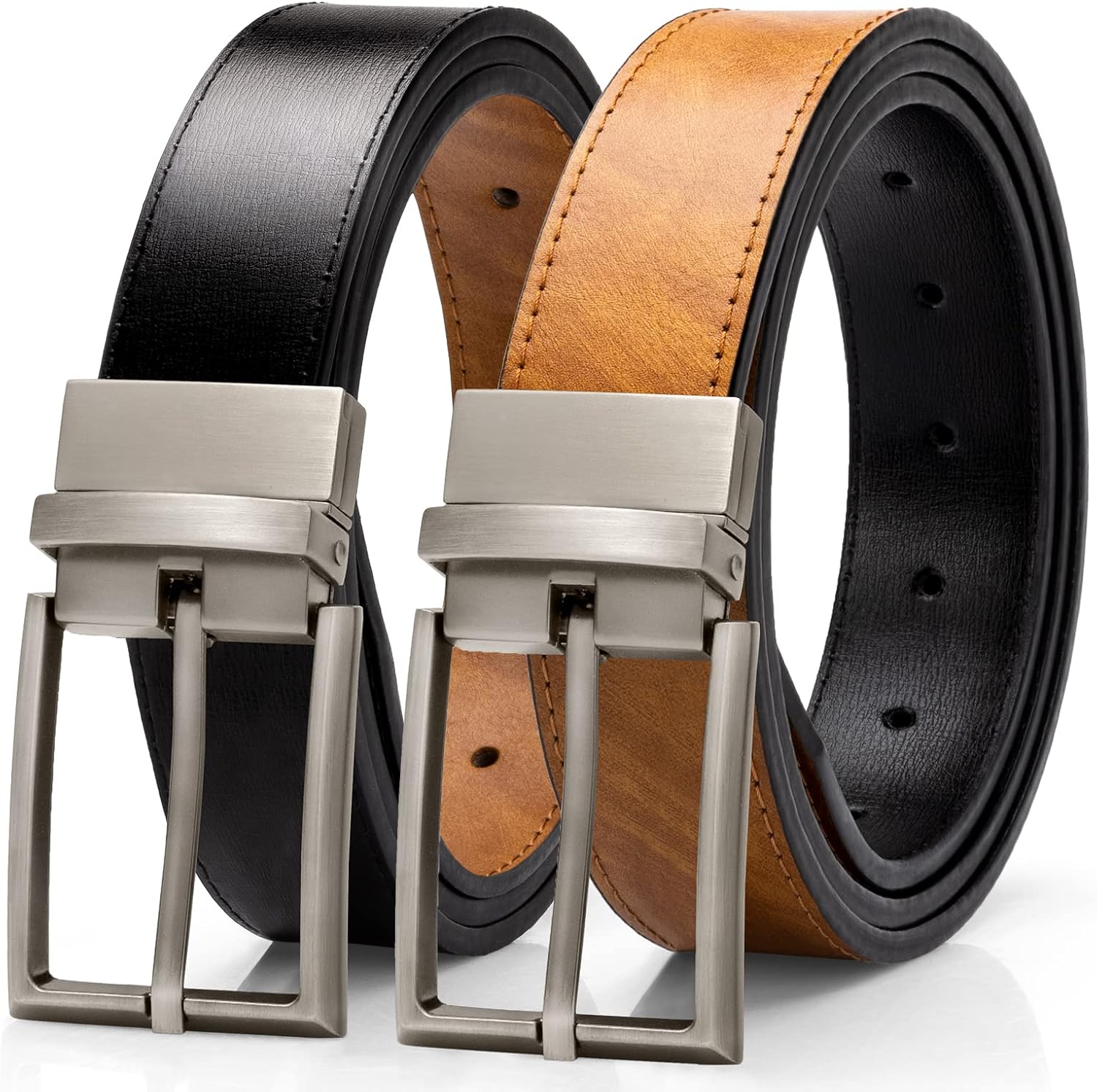 Alphyly Reversible Mens Leather Belt, Special Ratchet Designer Belt for Men, Uni...
