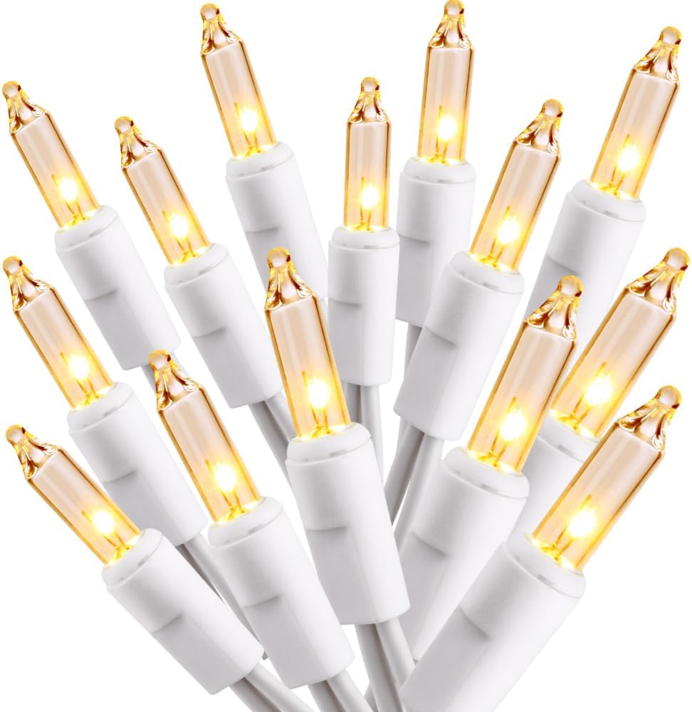 White Twinkle Lights String, Special 21.63ft 100 Count Incandescent Warm White C...