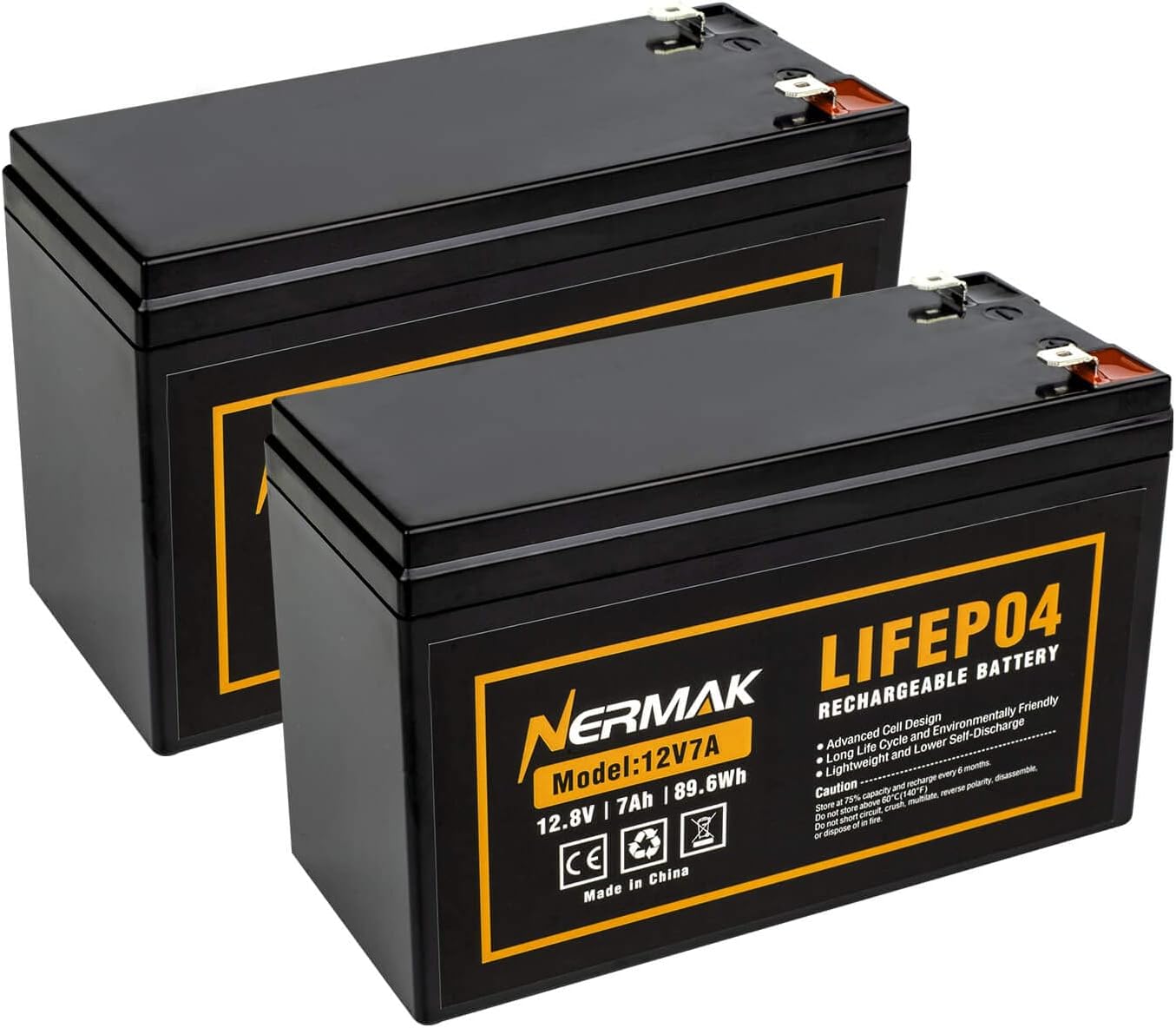 12V 7Ah (7.2Ah) Lithium LiFePO4 Battery 2 Pack, Special Lithium Iron Phosphate R...