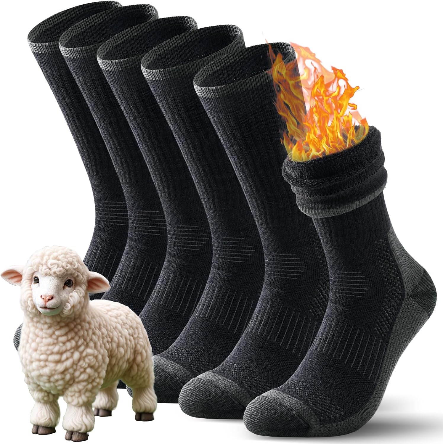 TANSTC Mens Socks, High-Quality Merino Wool Thermal Socks for Men, Affordable Wa...