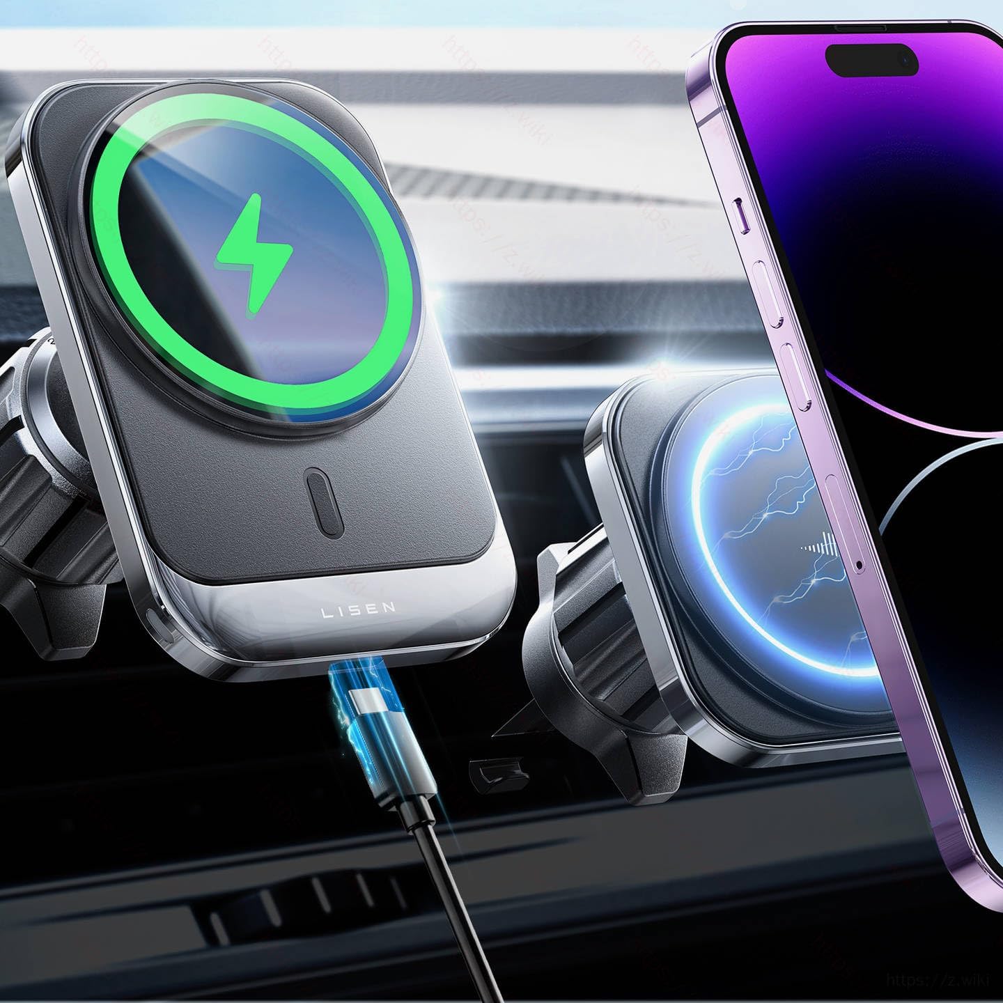 LISEN for MagSafe Car Mount Charger for iPhone 16,...