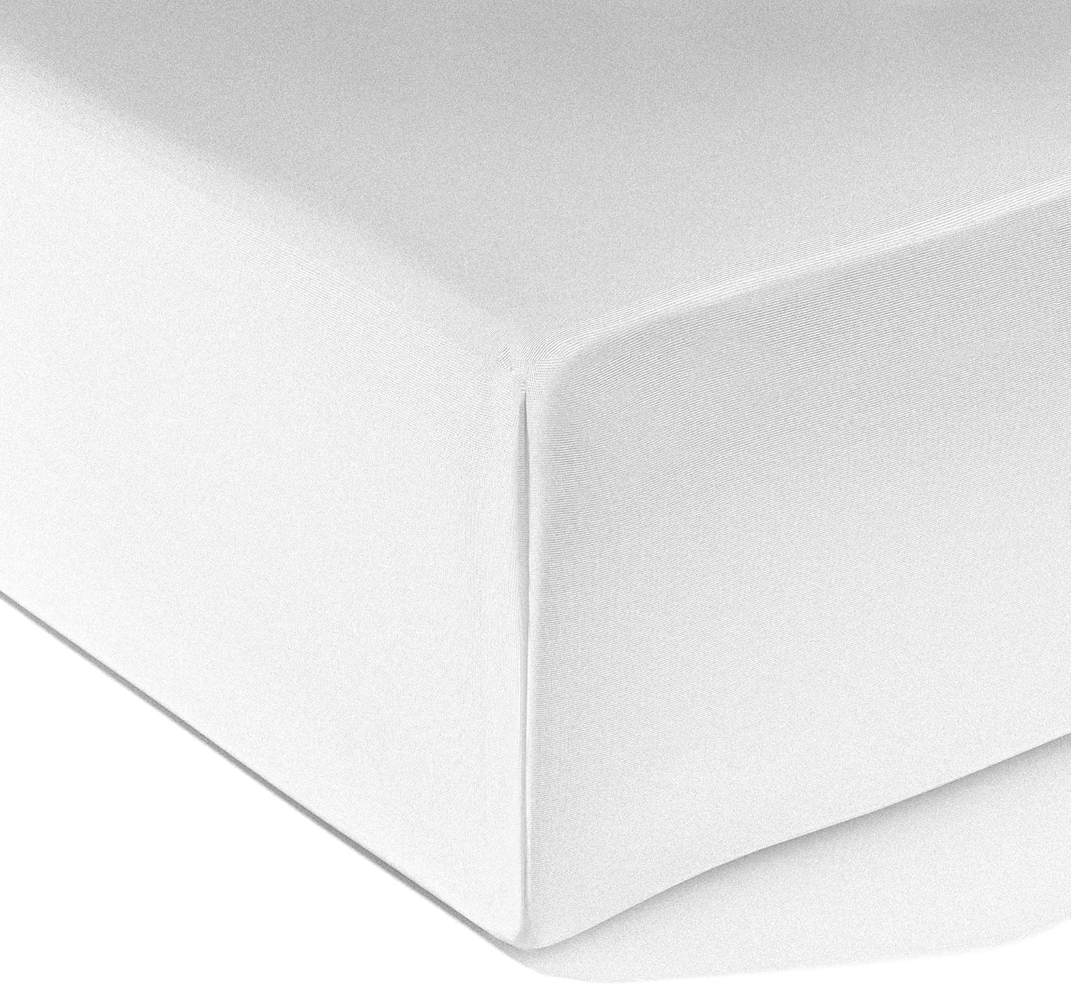 wyewye Double Fitted Sheet, White, 135x190 cm with 40 cm Super Deep Pocket, Micr...