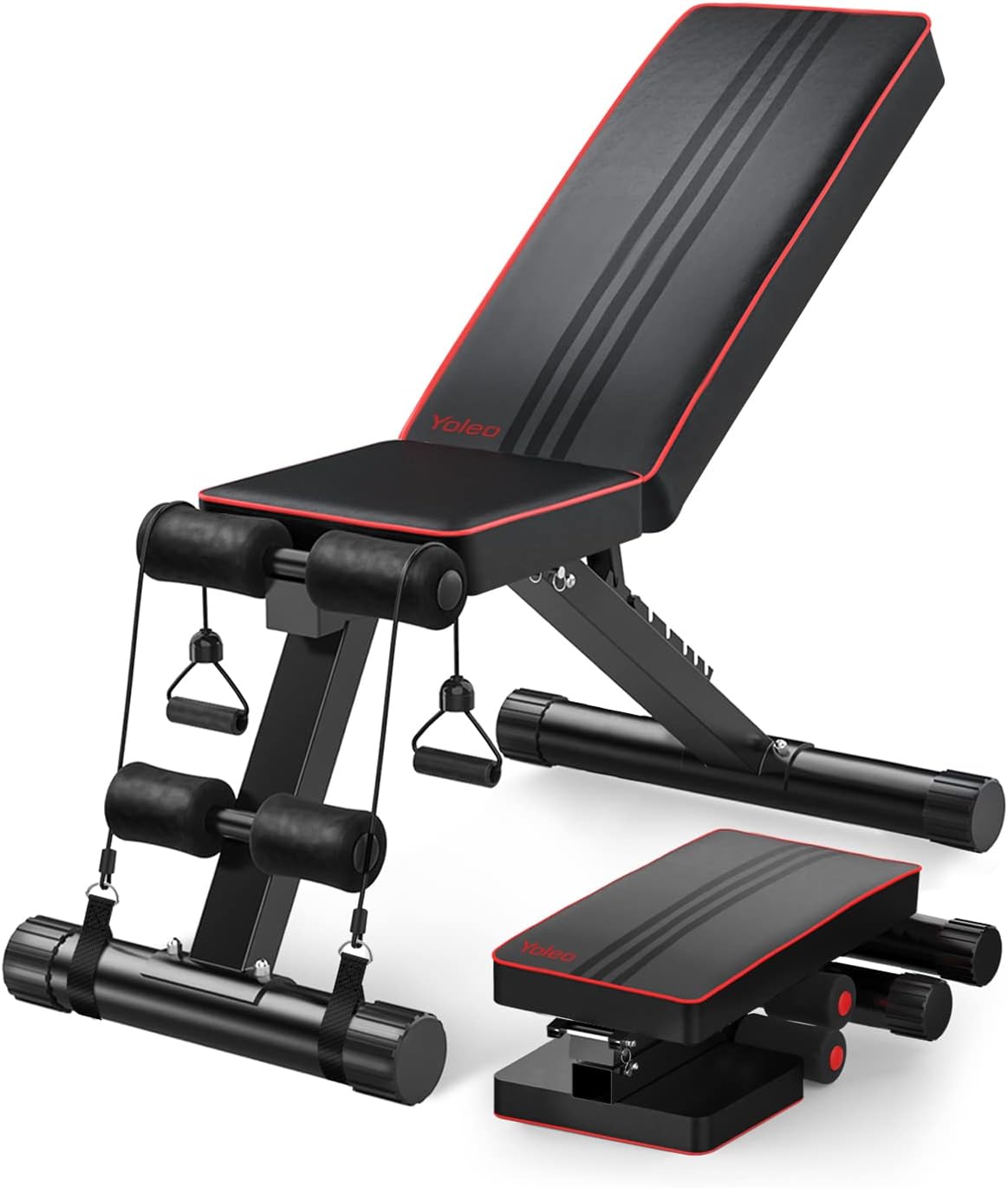 Yoleo Adjustable Weight Bench, 300KG Stable Strength Training Bench, Fast Foldin...