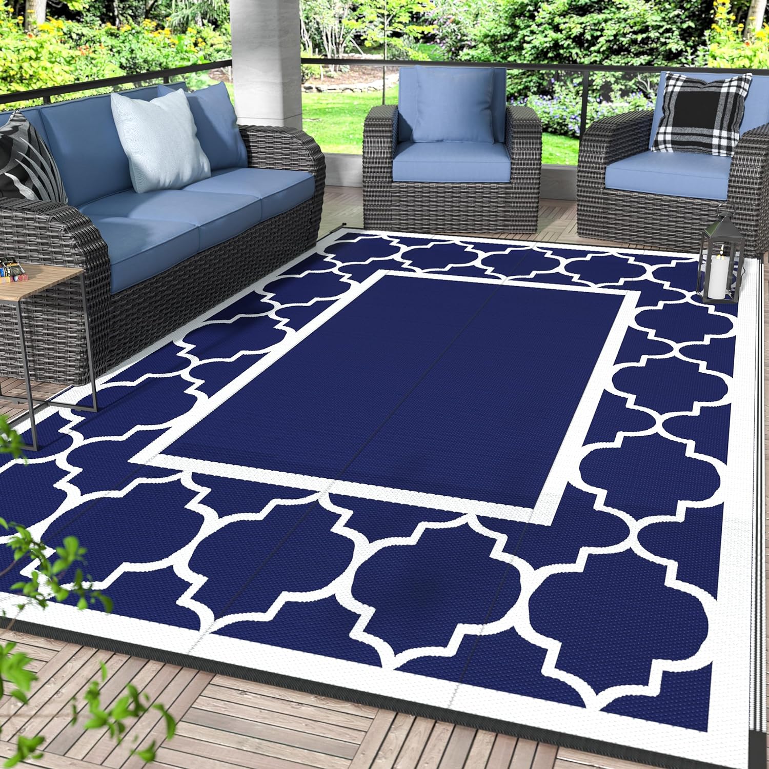 GENIMO 6' x 9' Outdoor Rug Waterproof for Patio Decor, Foldable Reversible Plast...