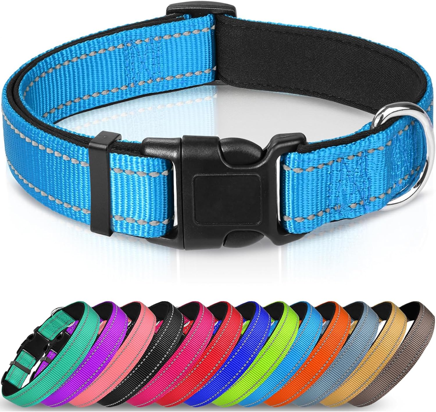 Joytale Reflective Dog Collar,Soft Neoprene Padded Breathable Nylon Pet Collar A...