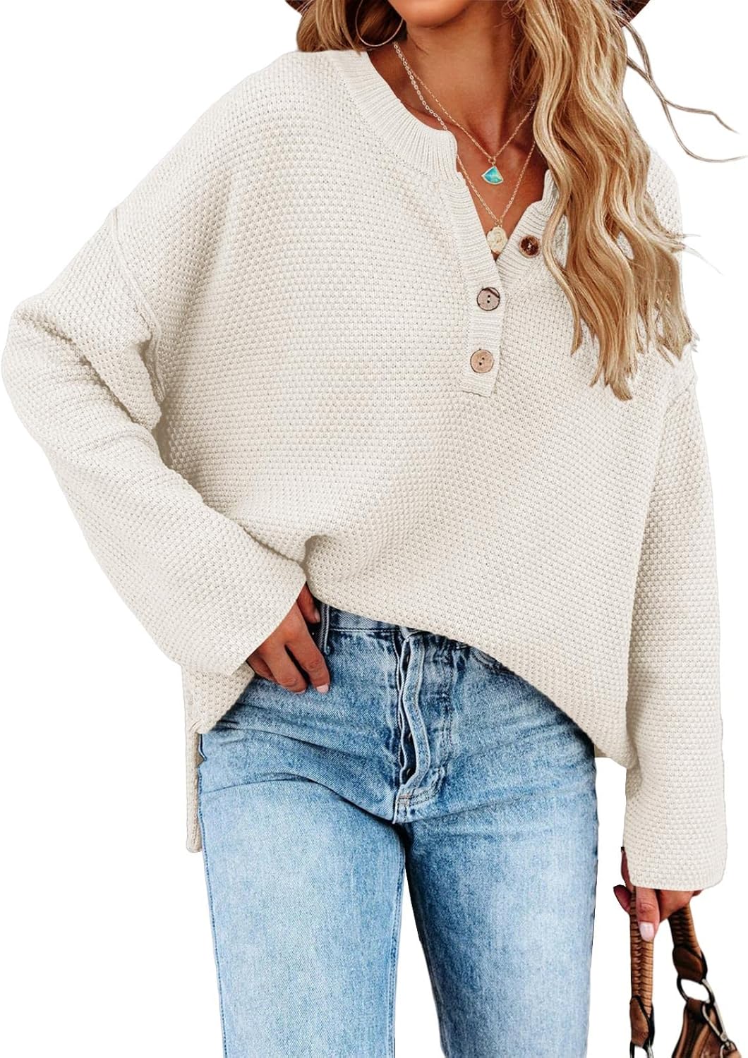 Saodimallsu Women's Oversized Sweater, Special Batwing Long Sleeve Loose Knit To...