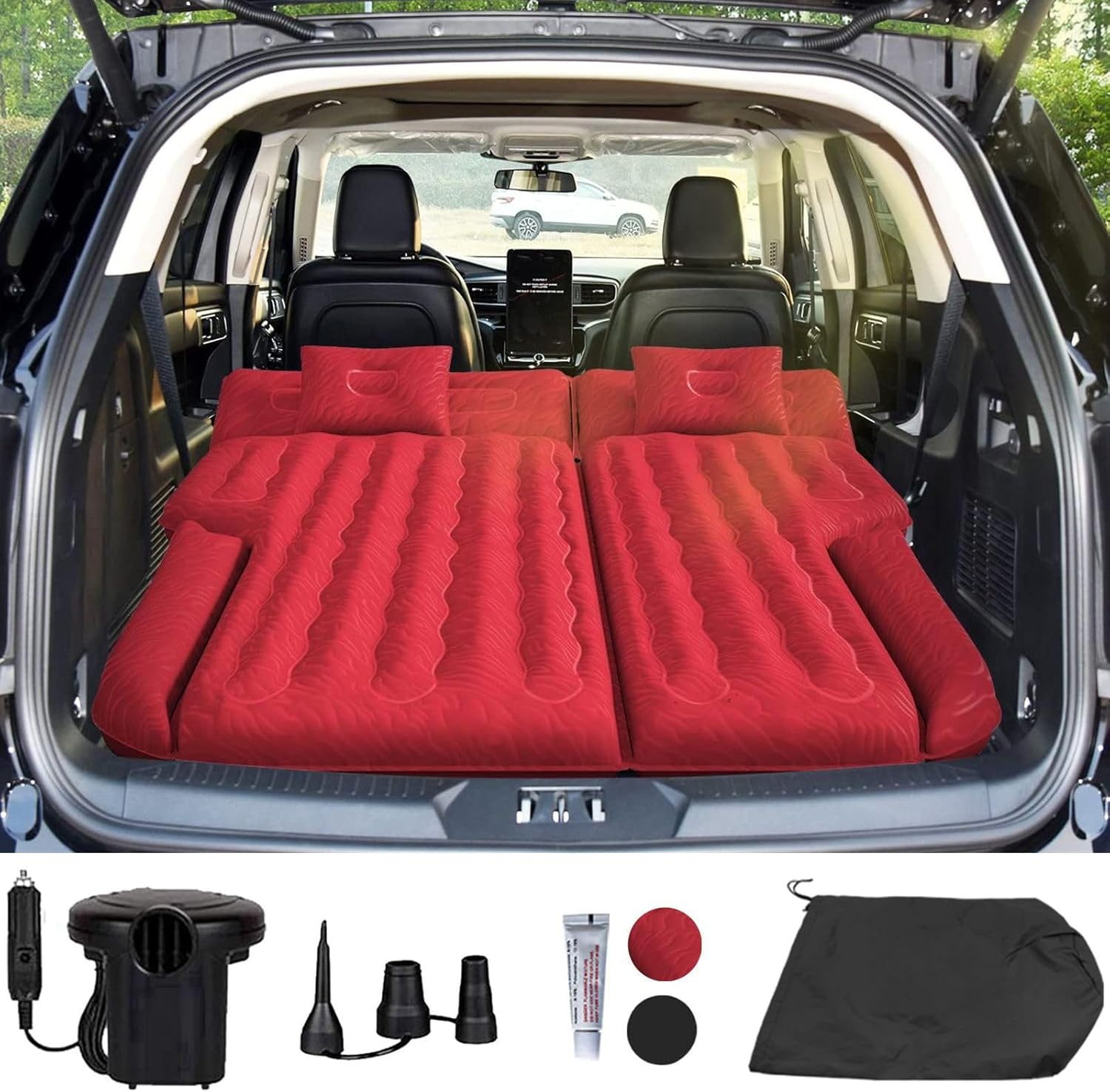 Umbrauto SUV Camping Air Mattress: 2024 Upgraded Flocking Surface/Extra Thick Ox...