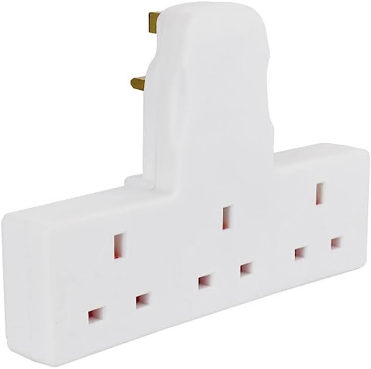 3 Way Plug Adapter UK Switched Socket- Multi Plug Extension 13A Wall Socket Surg...