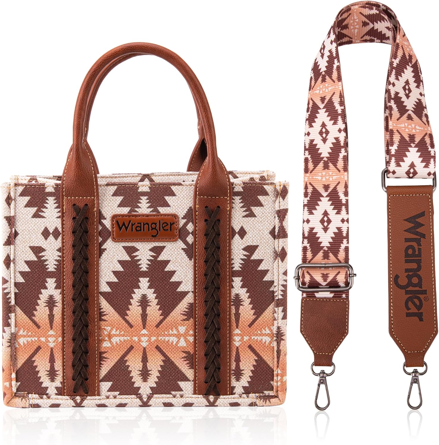 Wrangler Women's Aztec Tote Bag Angel Diamond Camel-guitar Strap M