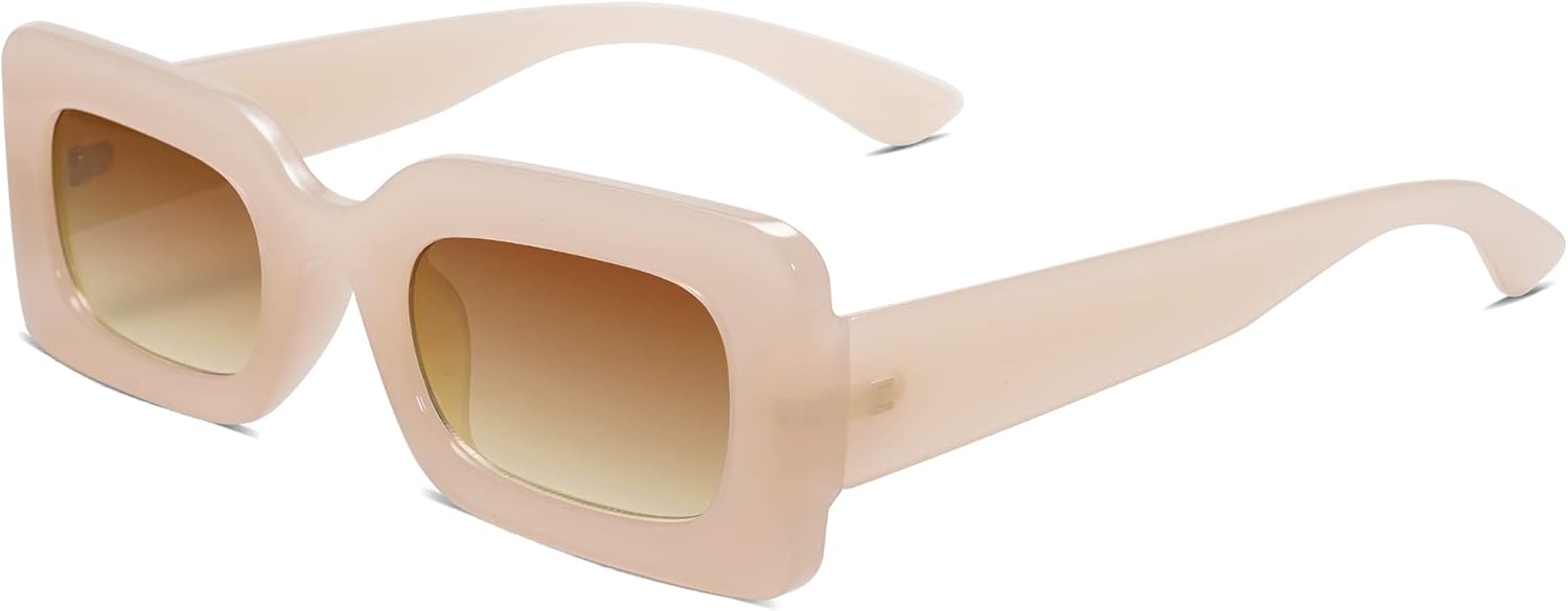 SOJOS Retro 90s Sunglasses, Special Nude Rectangle Sunglasses for Women & Men, T...