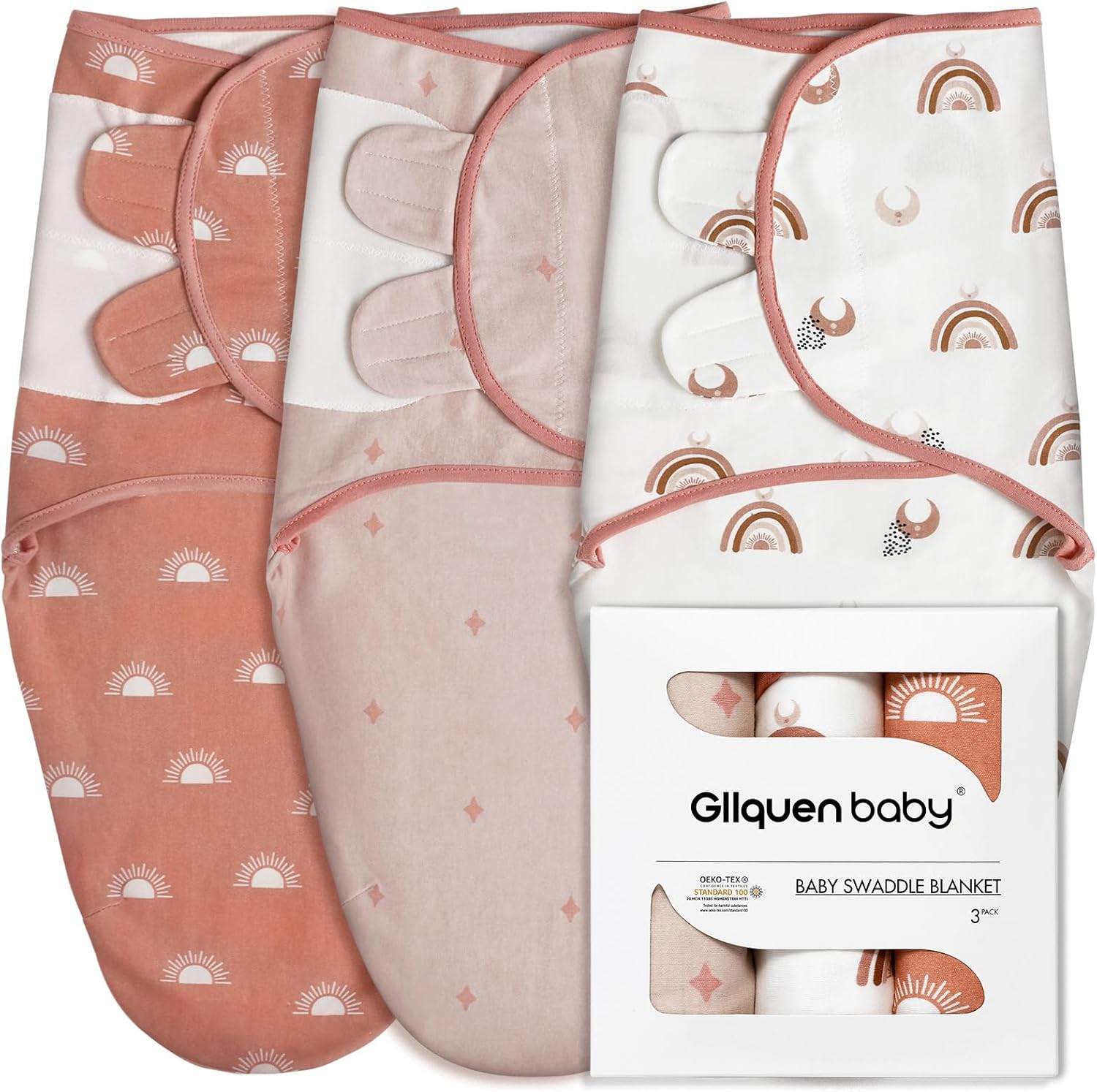 3-Pack Organic Baby Swaddle Sleep Sacks for Newborn - Baby Swaddles 0-3 Months,...