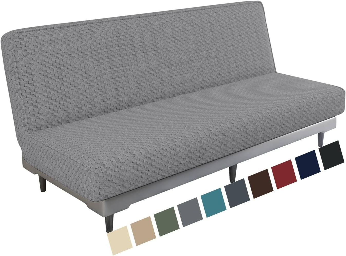 MAXIJIN Newest Jacquard Futon Cover Stretch Armless Futon Sofa Cover Soft Futon...