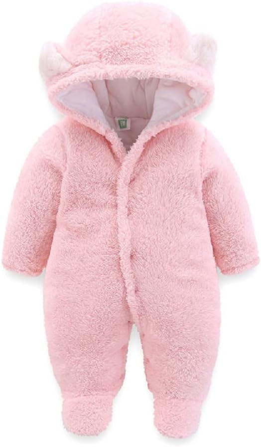 ALLAIBB Baby Newborn Snowsuit Winter Hooded Footie Fleece Jumpsuit for Infant Gi...