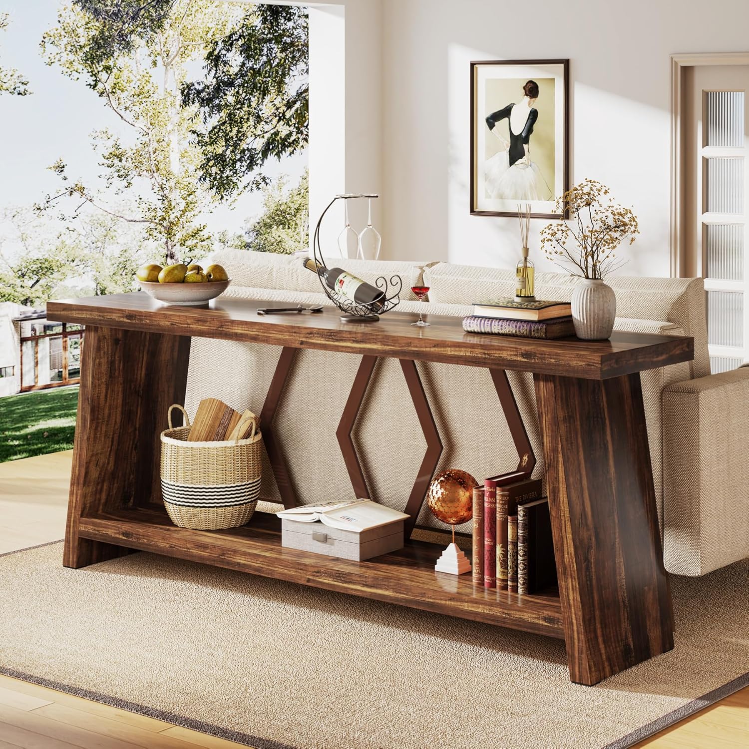 Tribesigns 70.86-Inch Farmhouse Console Table, Industrial Narrow Long Sofa Entry...