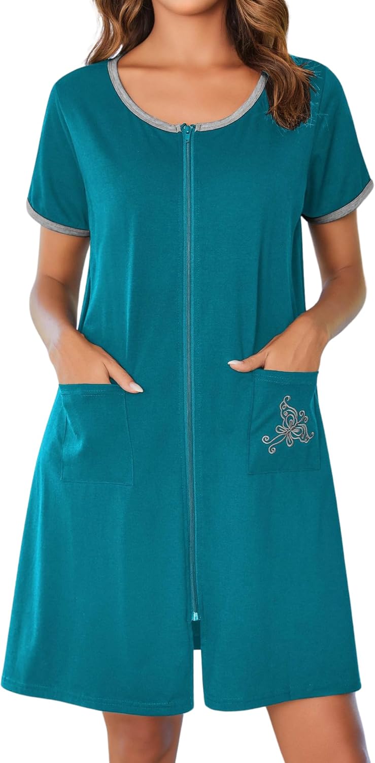 Ekouaer Zip Up Robes for Women, Special Short Slee...