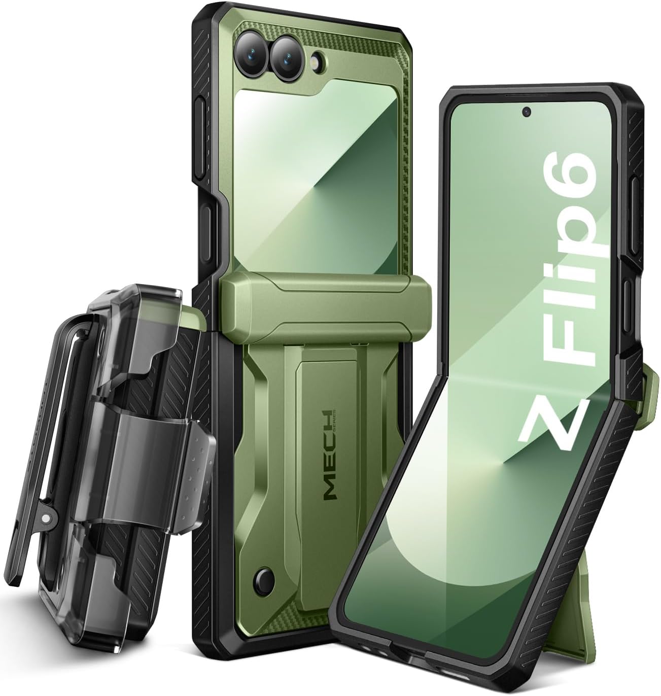 TONGATE for Z Flip 6 Case with Kickstand & Belt-Clip, [Hinge Protection Cover][B...
