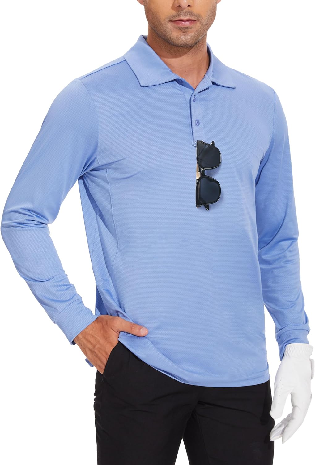JWM Men's Long Sleeve Golf Polo Shirts - Athletic Casual Travel Performance Coll...