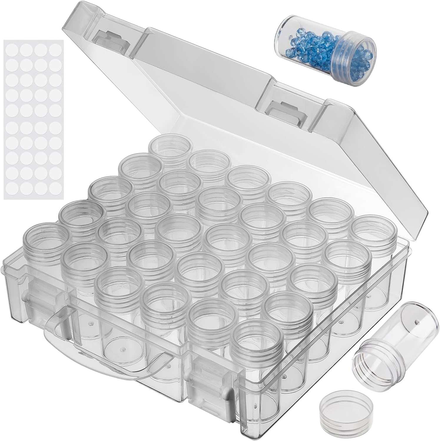 JIZIYRUO 30 Grids Diamond Painting Storage Boxes, Special Clear Plastic Bead Sto...