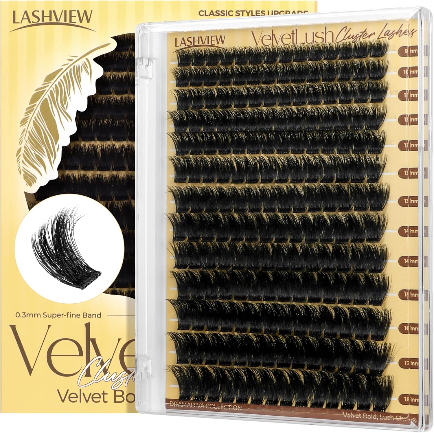LASHVIEW Lash-Extension-Clusters, Volume Lash Clusters 9-18mm mix Fluffy Lash Ex...