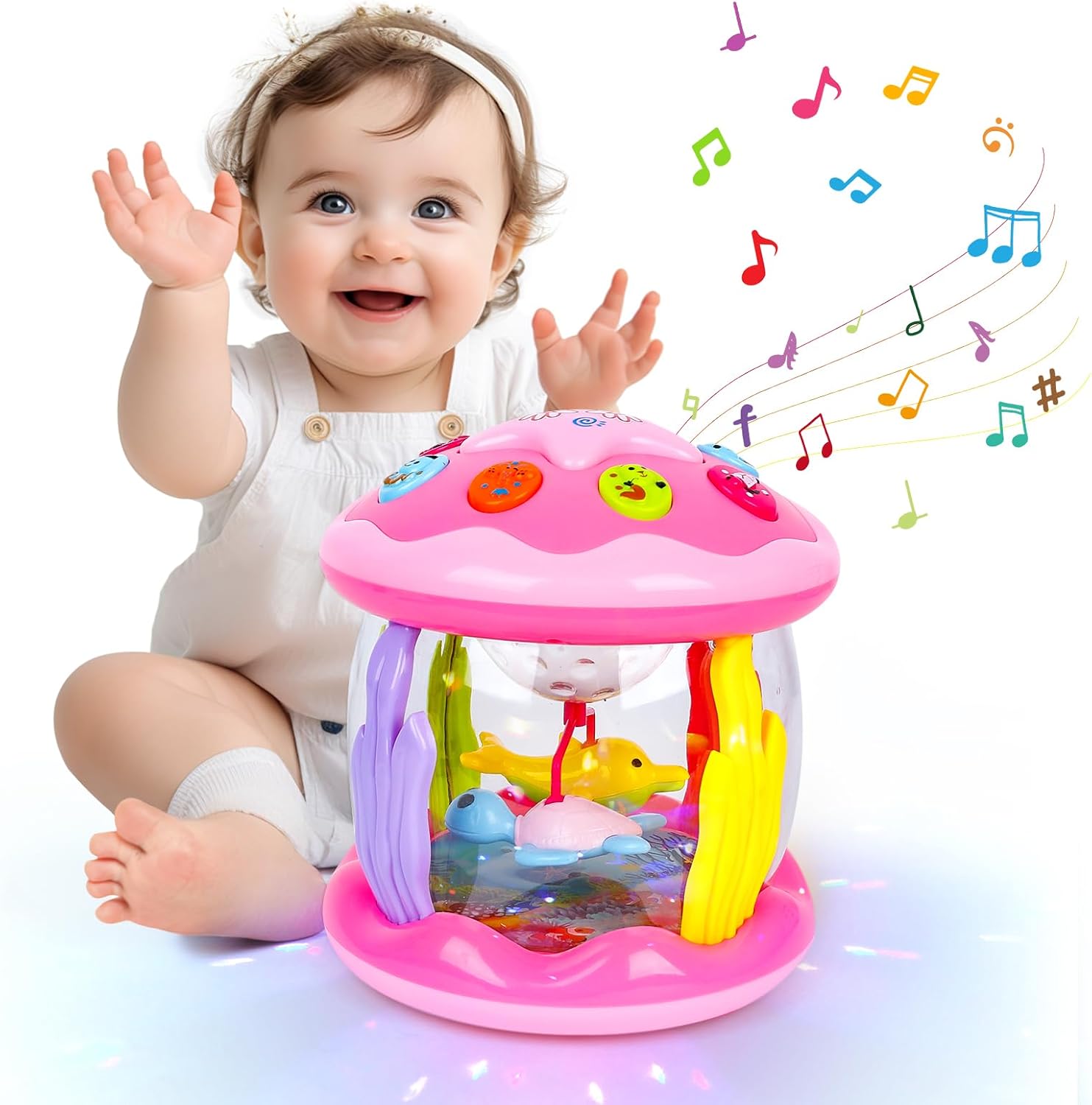 M SANMERSEN Baby Girl Toys 6-12 Months - Babies Ocean Rotating Projector Light U...
