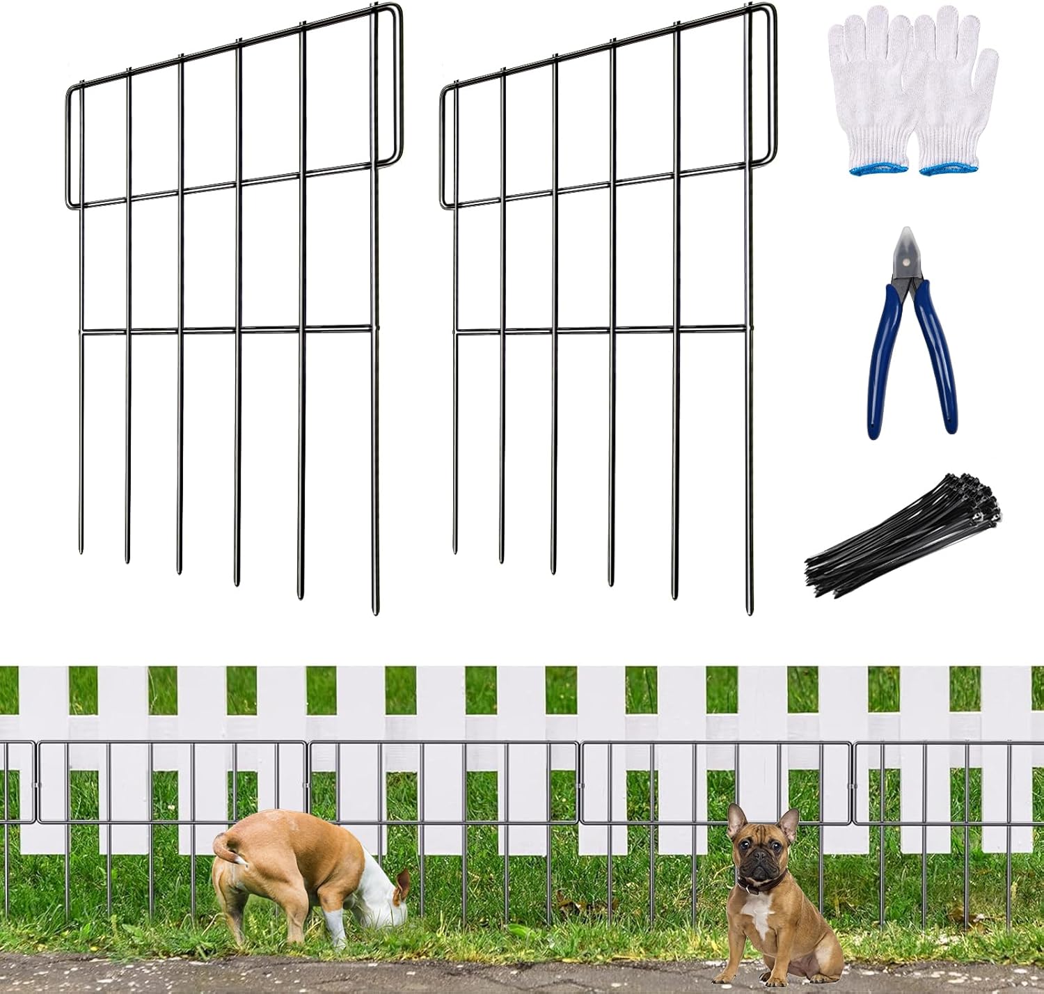 25 Pack Animal Barrier Fence, No Dig Garden Decorative Fence Rustproof Metal Def...