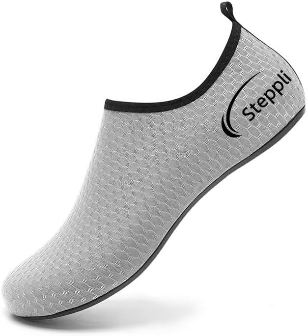 Steppli Water Shoes Swim Aqua Shoes for Men Women 5.5/6.5 UK Grey Black
