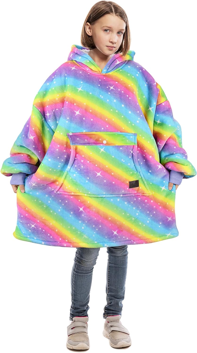 Catalonia Blanket Hoodie for Kids, Special Oversized Wearable Sherpa Sweatshirt...