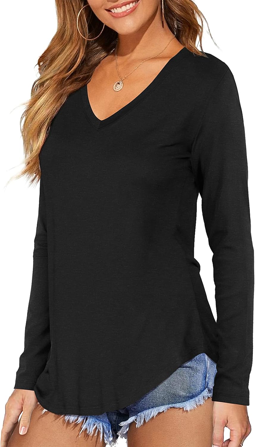 DittyandVibe Women Shirt, High-Quality V Neck Tunic Tops, Stylish Long/Short Sle...